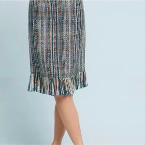 Anthropologie Fringe Multicolored Tweed Skirt